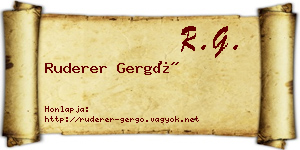 Ruderer Gergő névjegykártya